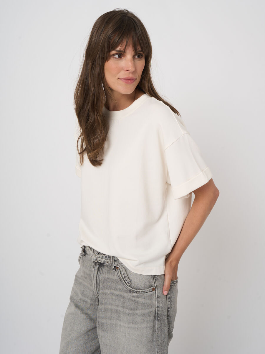 French terry boxy t-shirt with rolled sleeves image number 6