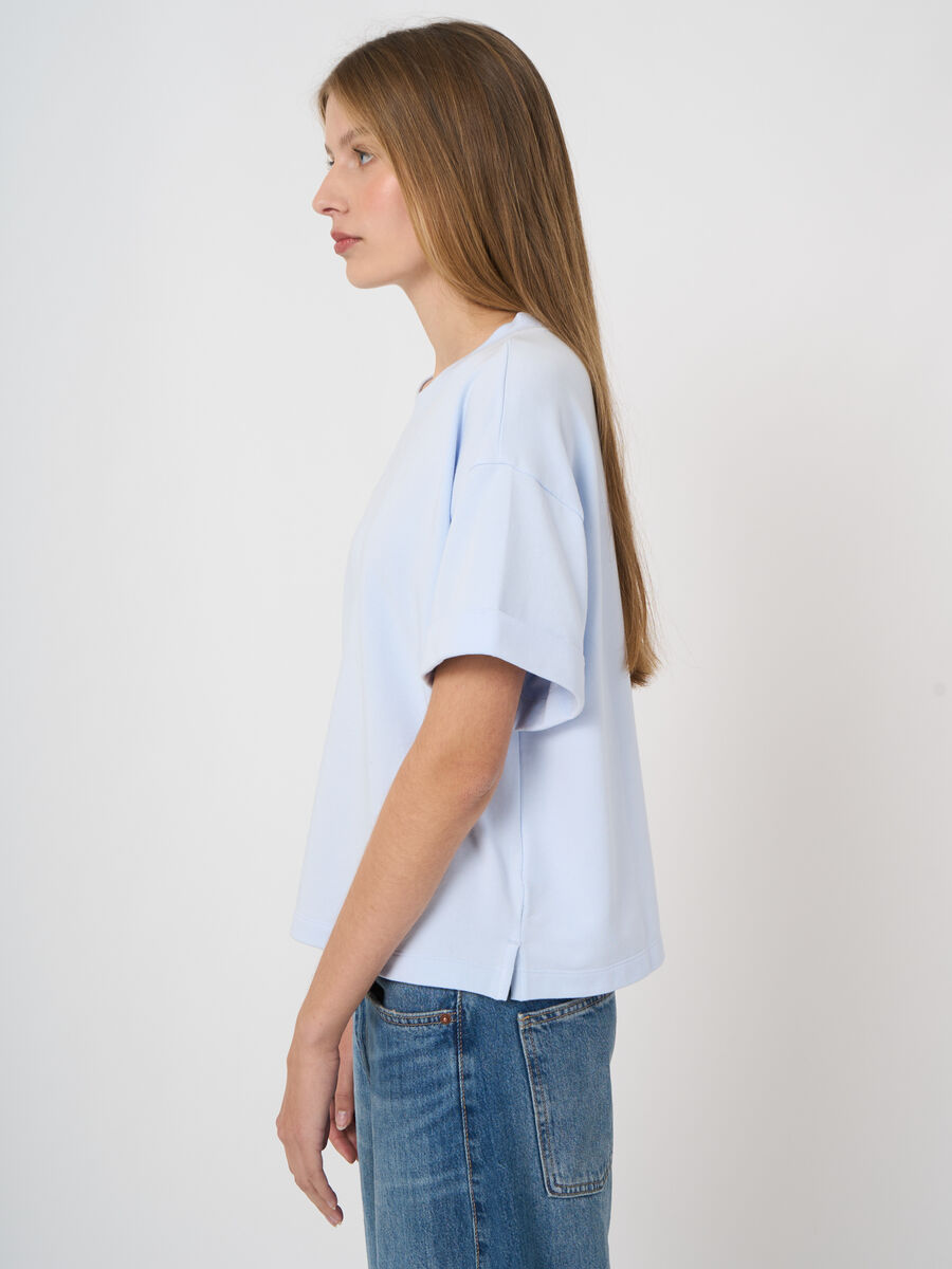 French terry boxy t-shirt with rolled sleeves image number 2