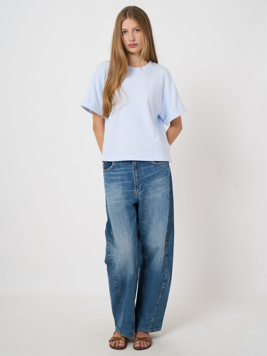 French terry boxy t-shirt with rolled sleeves image number 3