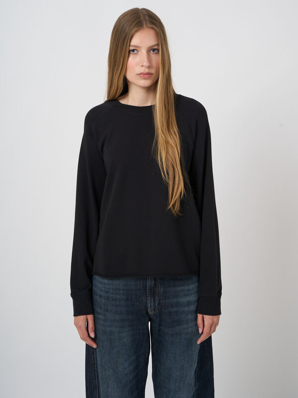 Modal-Cotton French Terry Top with Rolled Hem image number 0