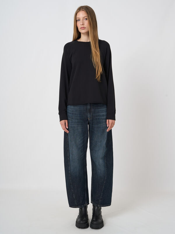 Modal-Cotton French Terry Top with Rolled Hem image number 2