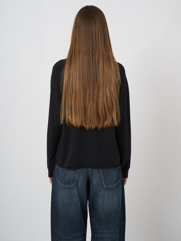 Modal-Cotton French Terry Top with Rolled Hem image number 3