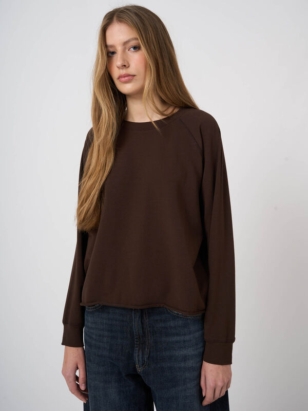 Modal-Cotton French Terry Top with Rolled Hem image number 0