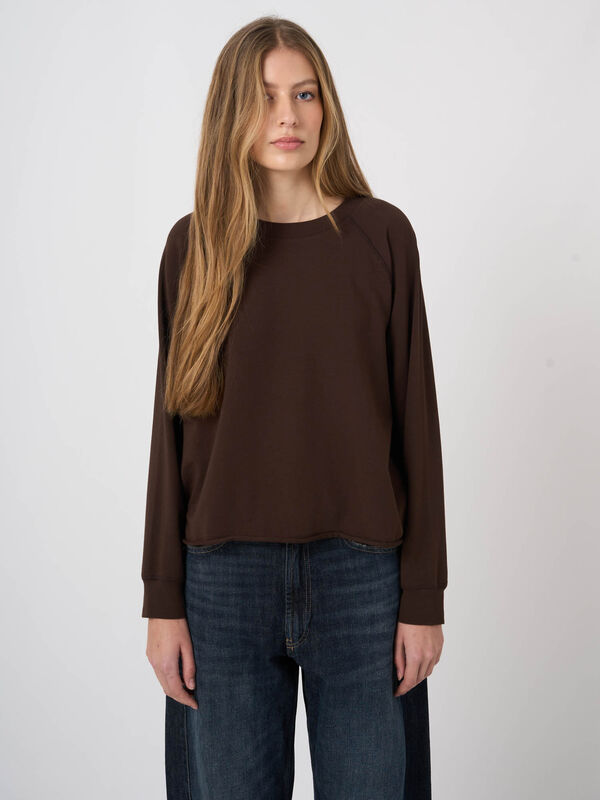 Modal-Cotton French Terry Top with Rolled Hem image number 3