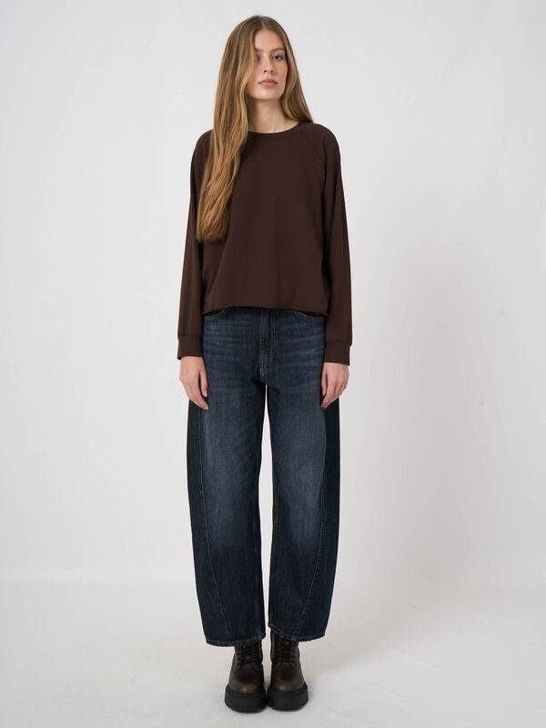 Modal-Cotton French Terry Top with Rolled Hem image number 4