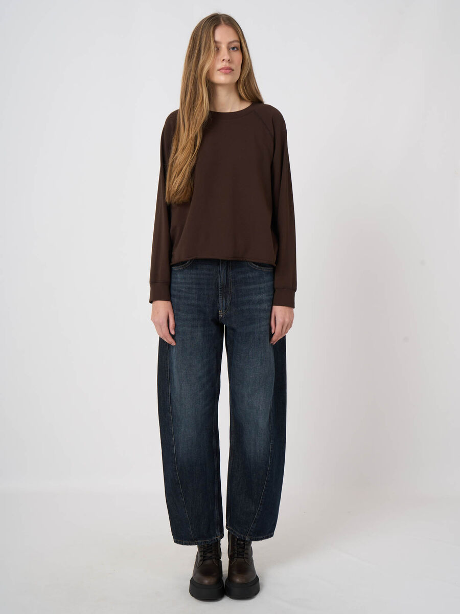 Modal-Cotton French Terry Top with Rolled Hem image number 4