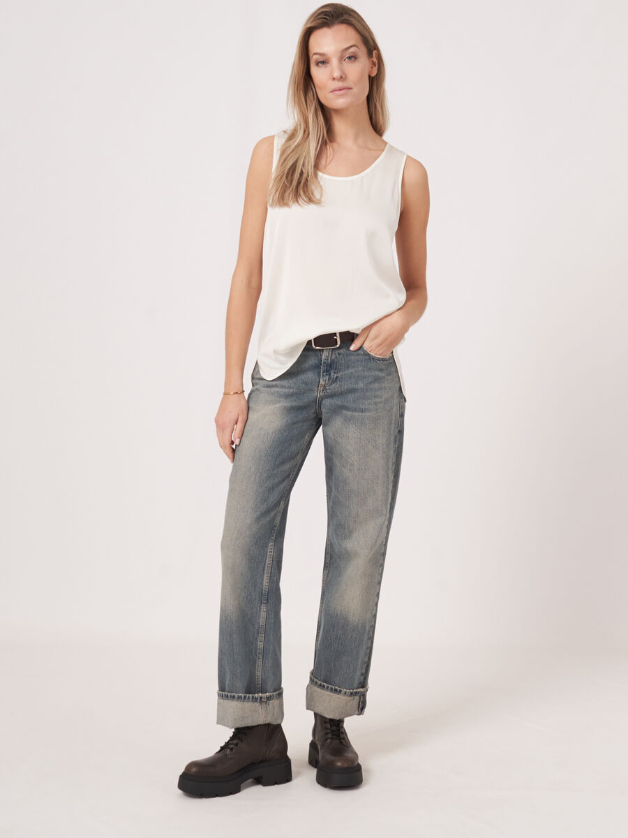 Zijden top met ronde hals image number 4