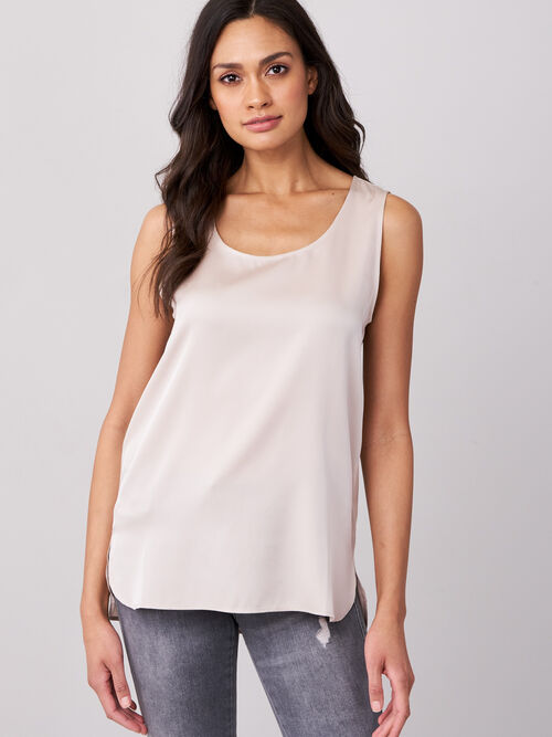 Zijden top met ronde hals