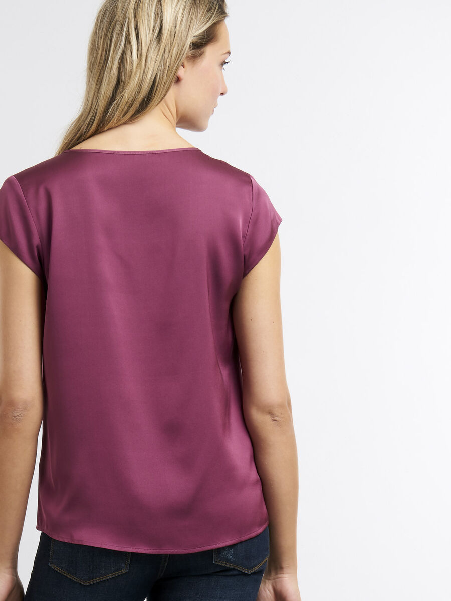 Short-sleeved silk top with pocket image number 142