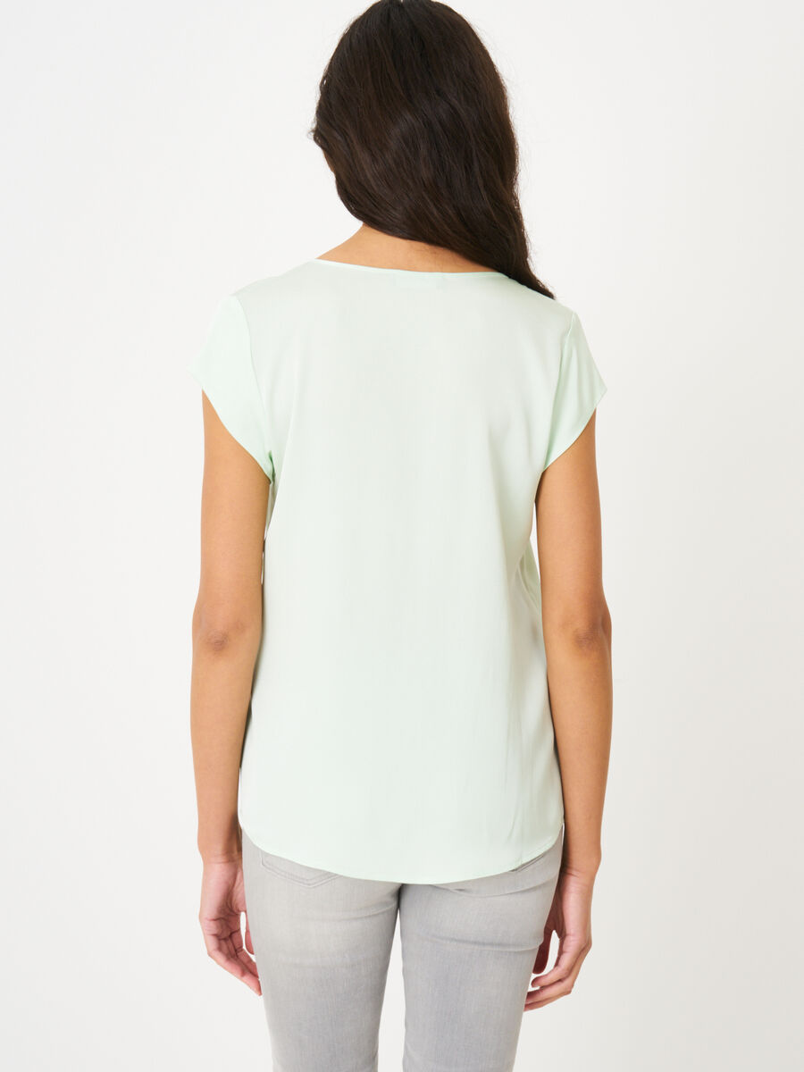 Short-sleeved silk top with pocket image number 282