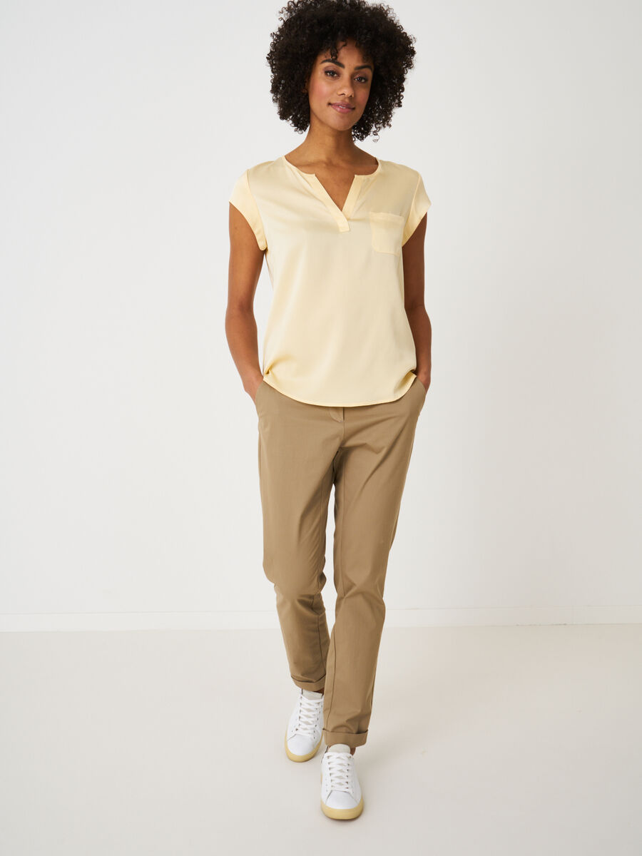 Short-sleeved silk top with pocket image number 292