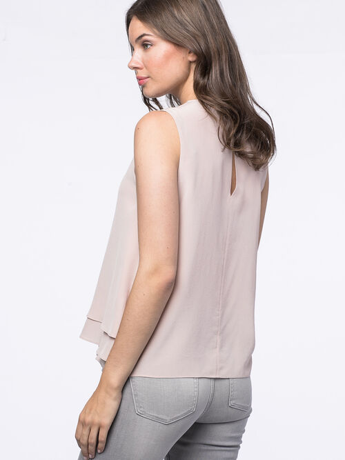 Silk top with ruffle