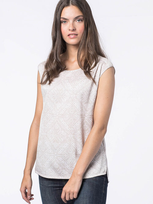 Flowy silk top with ornamental print