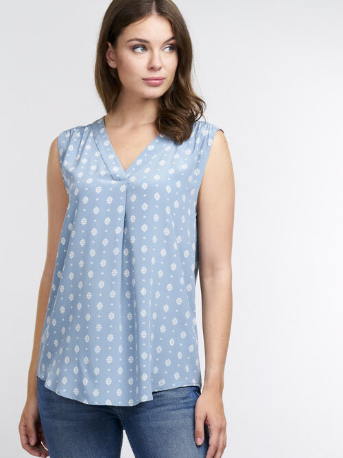 Silk top with ethnic print