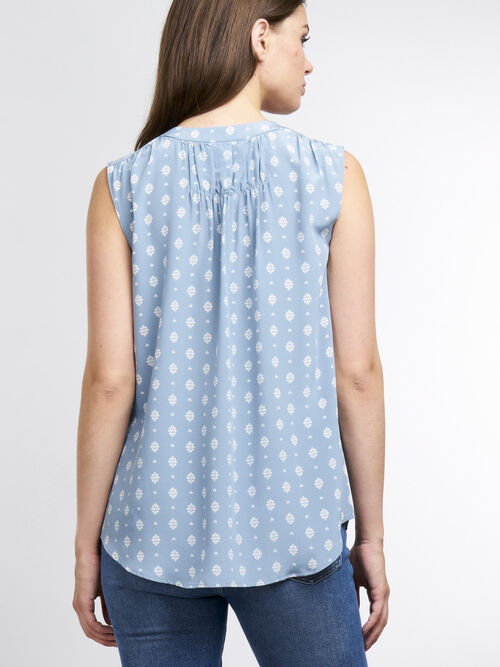 Silk top with ethnic print