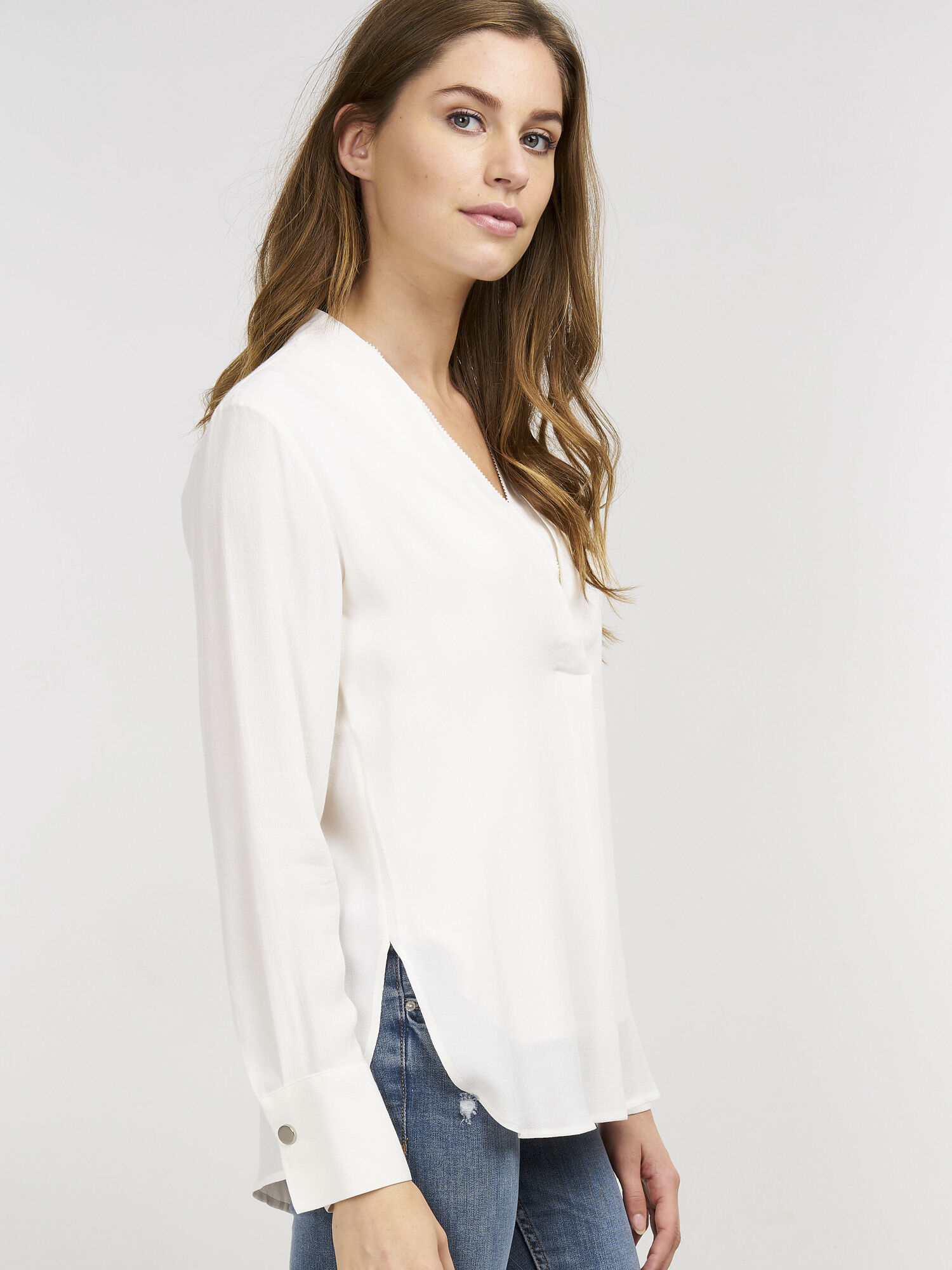 Blouse met dubbellaagse V-hals