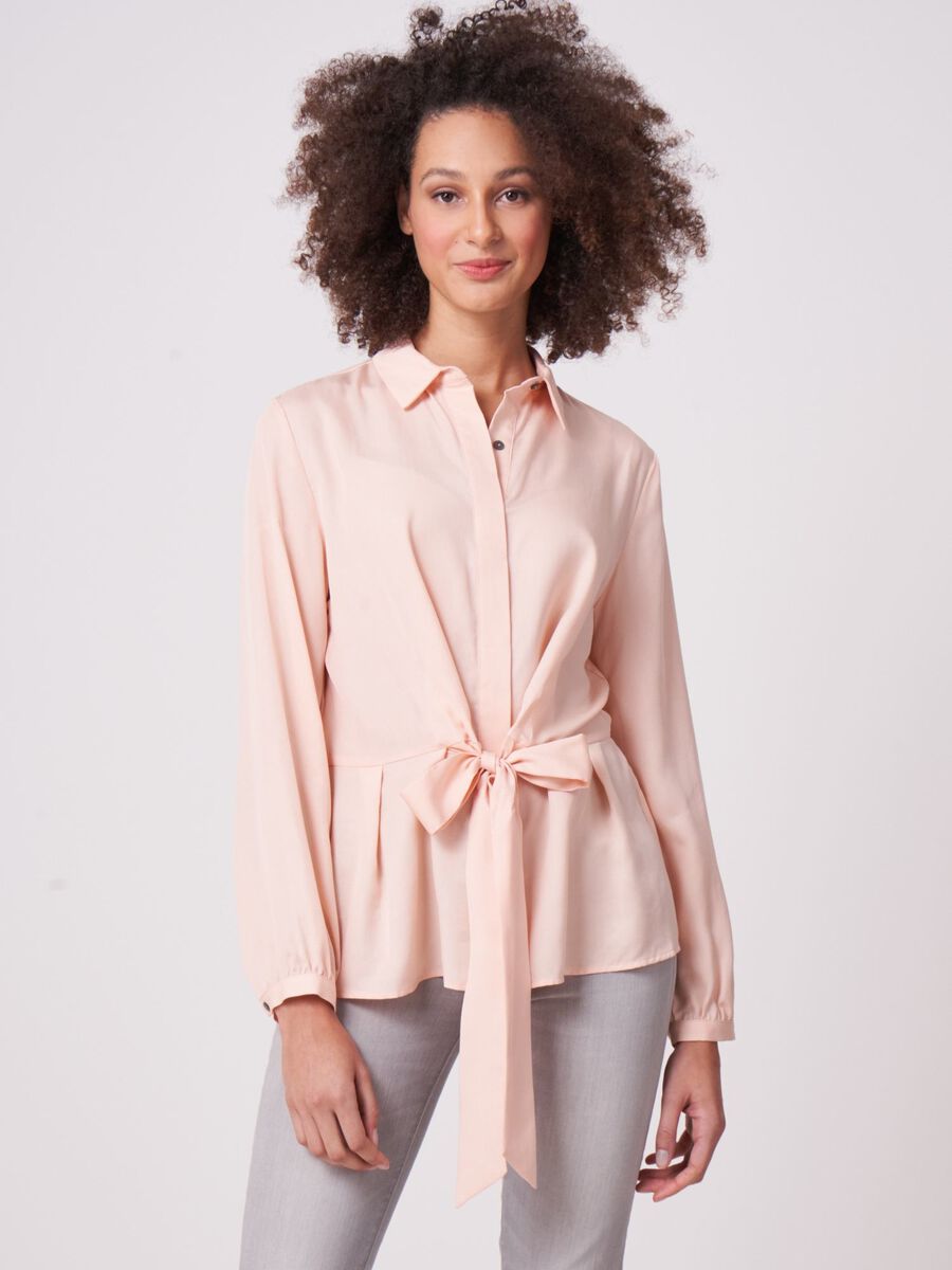 Tencel blouse with waist tie image number 0