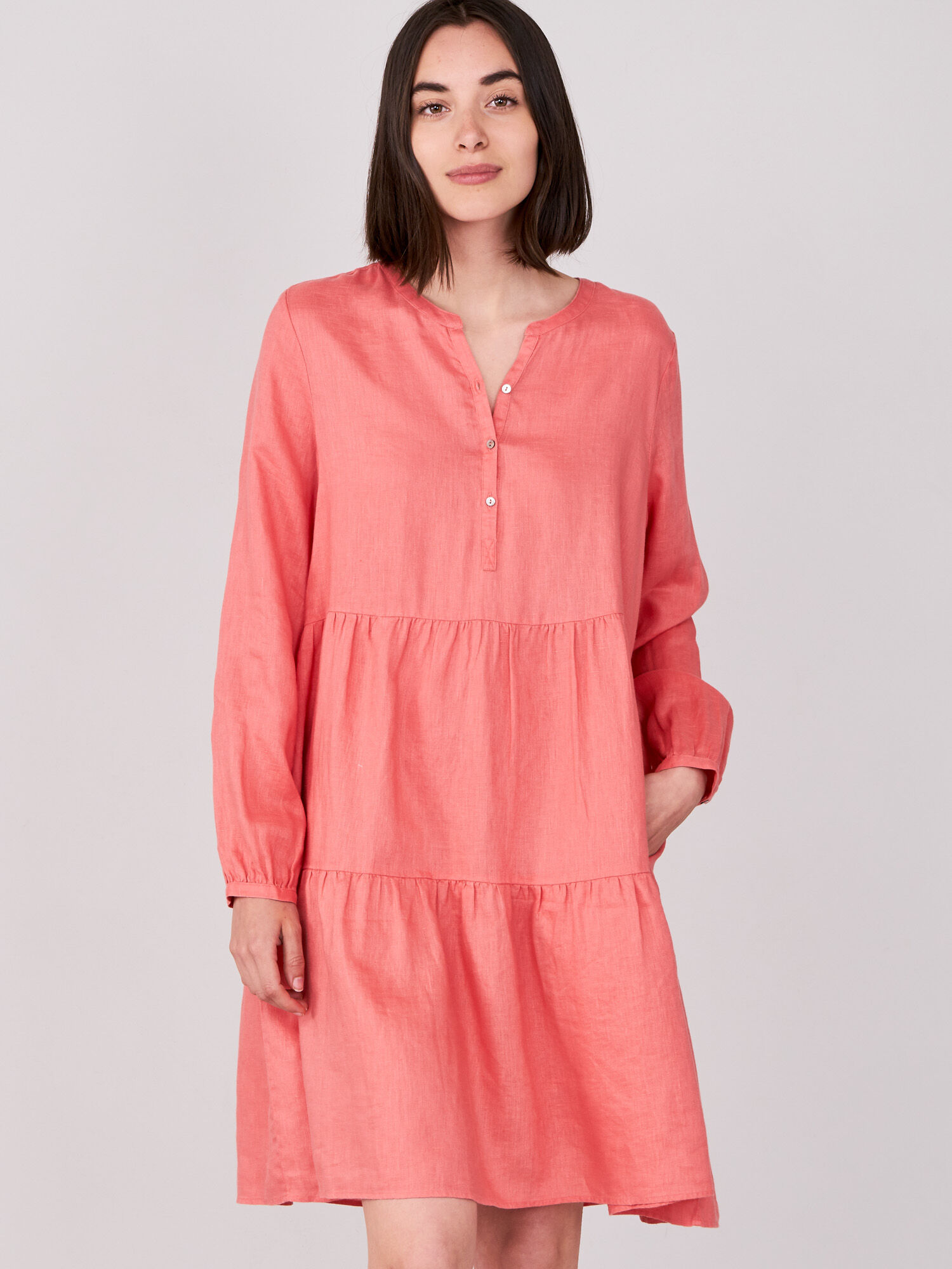 Linen tiered dress