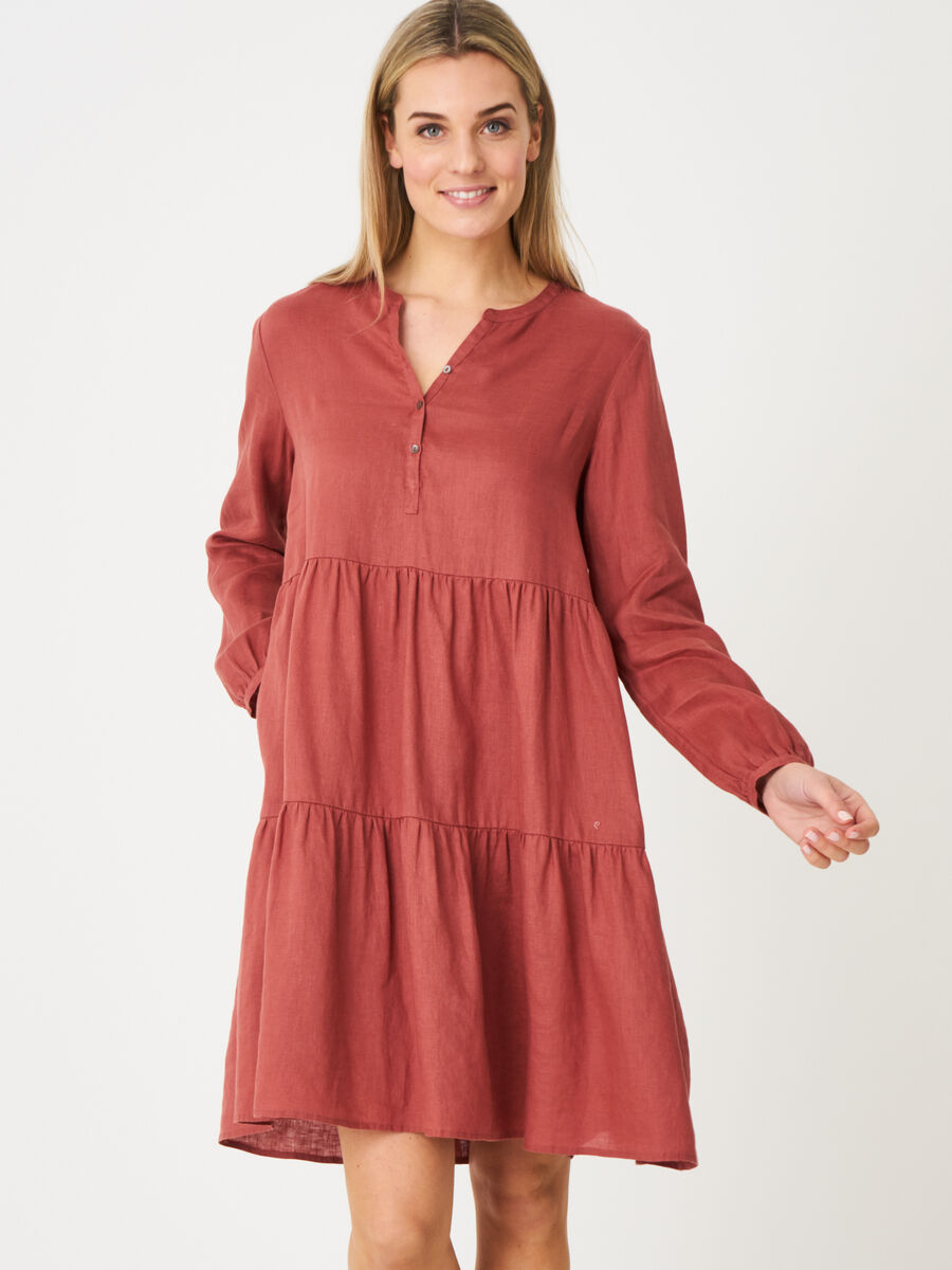 Linen tiered dress image number 0