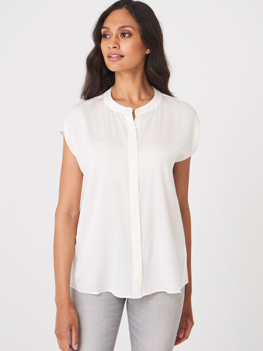 Blouse top with concealed button placket image number 0