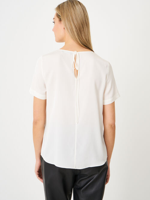 Flowy elastic silk top with string tie at back