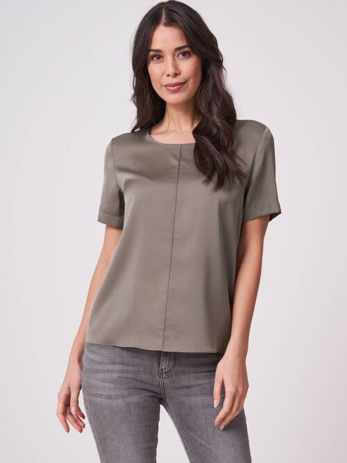 Flowy elastic silk top with string tie at back