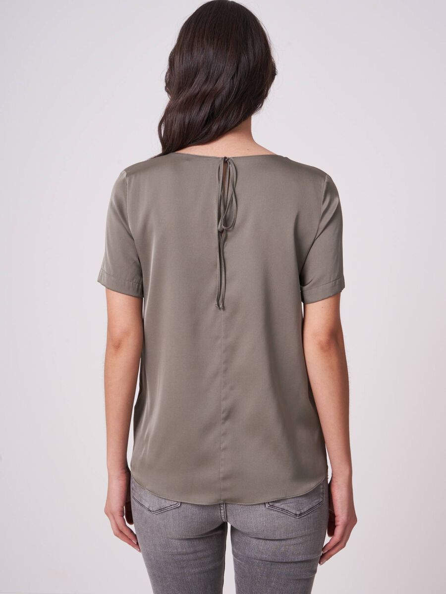 Flowy elastic silk top with string tie at back image number 1