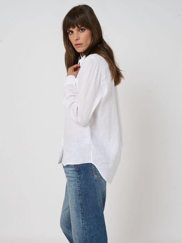 Leinenbluse f&uuml;r Damen mit Brusttaschen, A-Linie image number 2