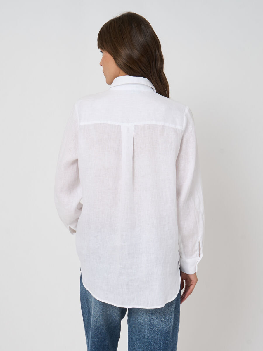 Leinenbluse f&uuml;r Damen mit Brusttaschen, A-Linie image number 5