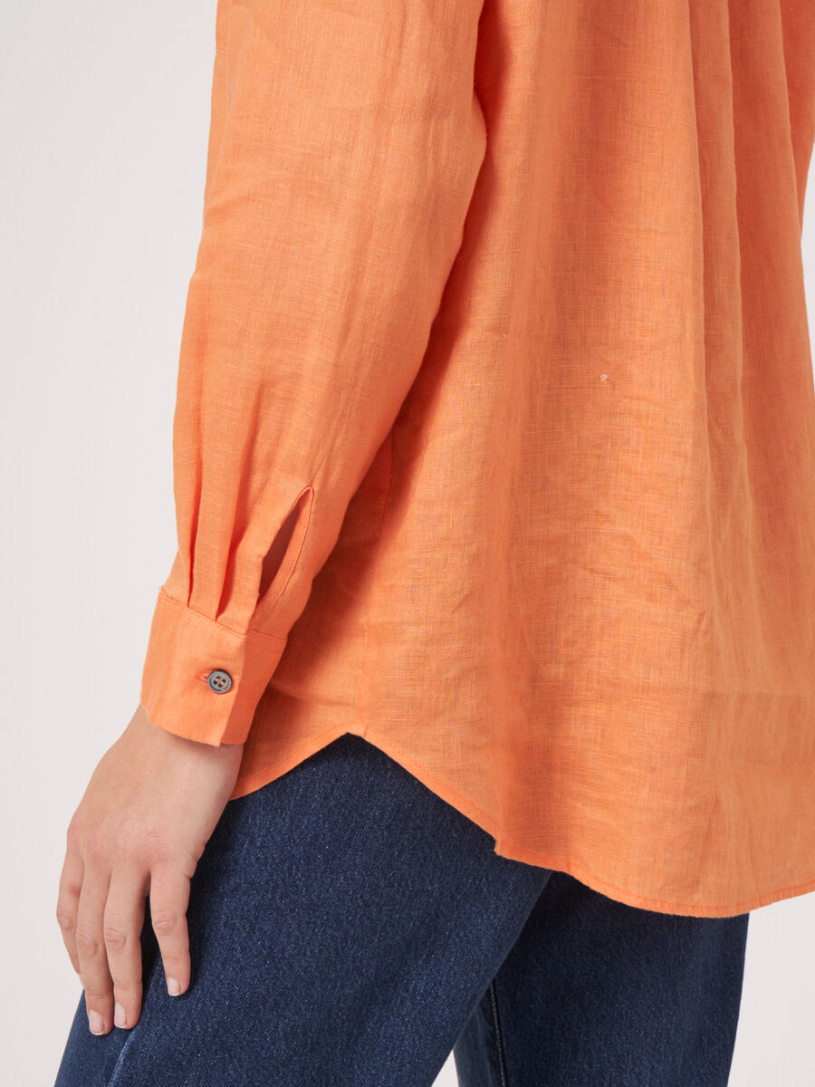 Basic linnen blouse met borstzakken image number 3