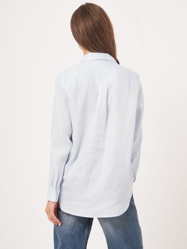 Basic linnen blouse met borstzakken image number 4