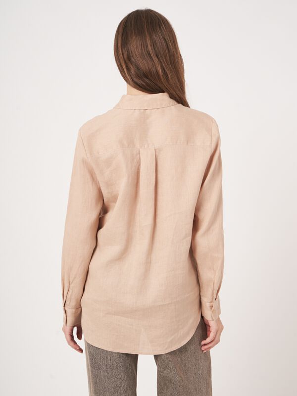 Chemisier basique en pur lin avec poches de poitrine image number 6