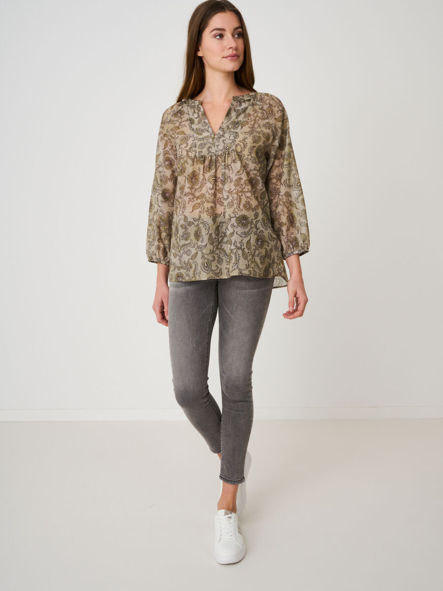 Blouse met 3/4 mouwen en paisley print image number 3