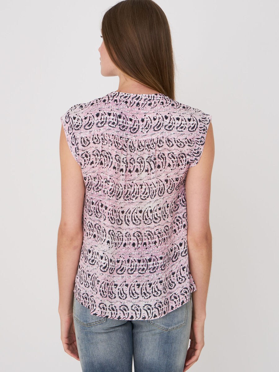 Pure chiffon silk top with batik paisley print image number 1