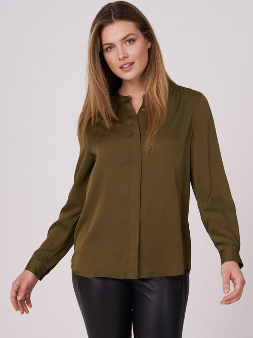 Silk blouse with mandarin collar