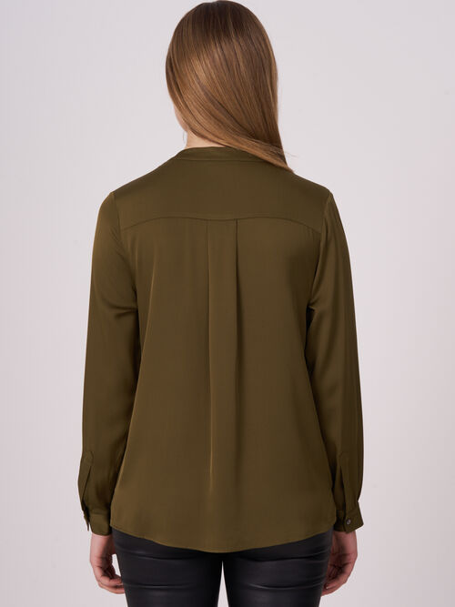 Silk blouse with mandarin collar