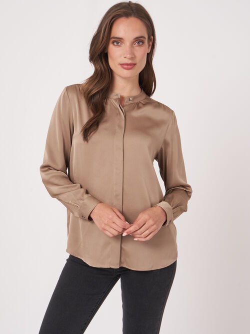 Silk blouse with mandarin collar