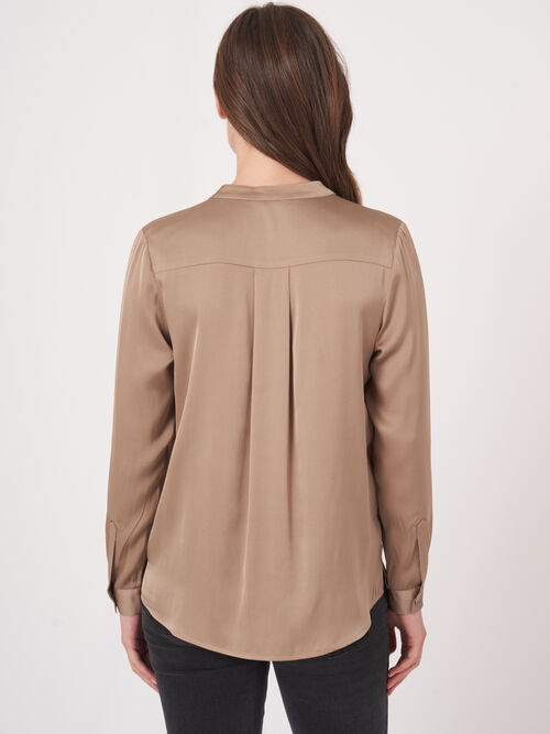Silk blouse with mandarin collar