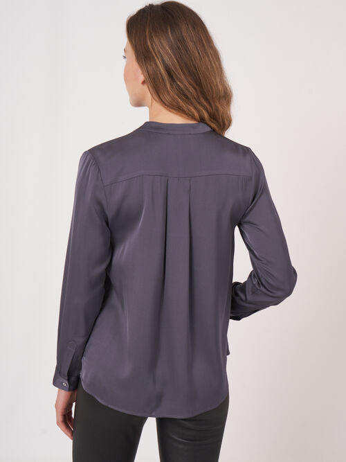 Silk blouse with mandarin collar