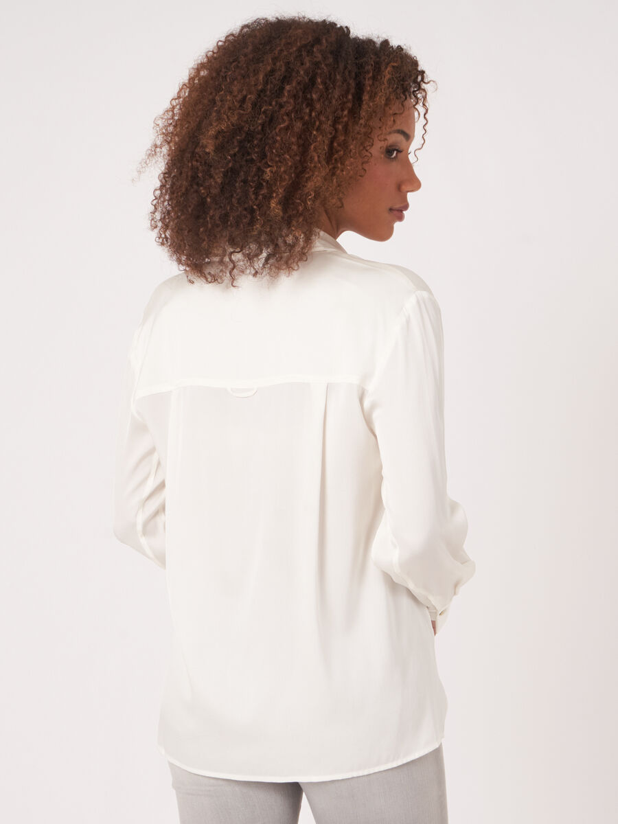 Silk shirt with pocket chest slits and side