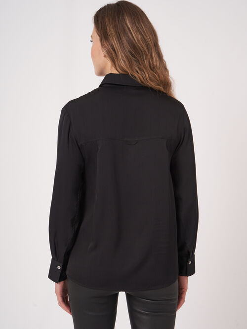 Silk shirt with side slits