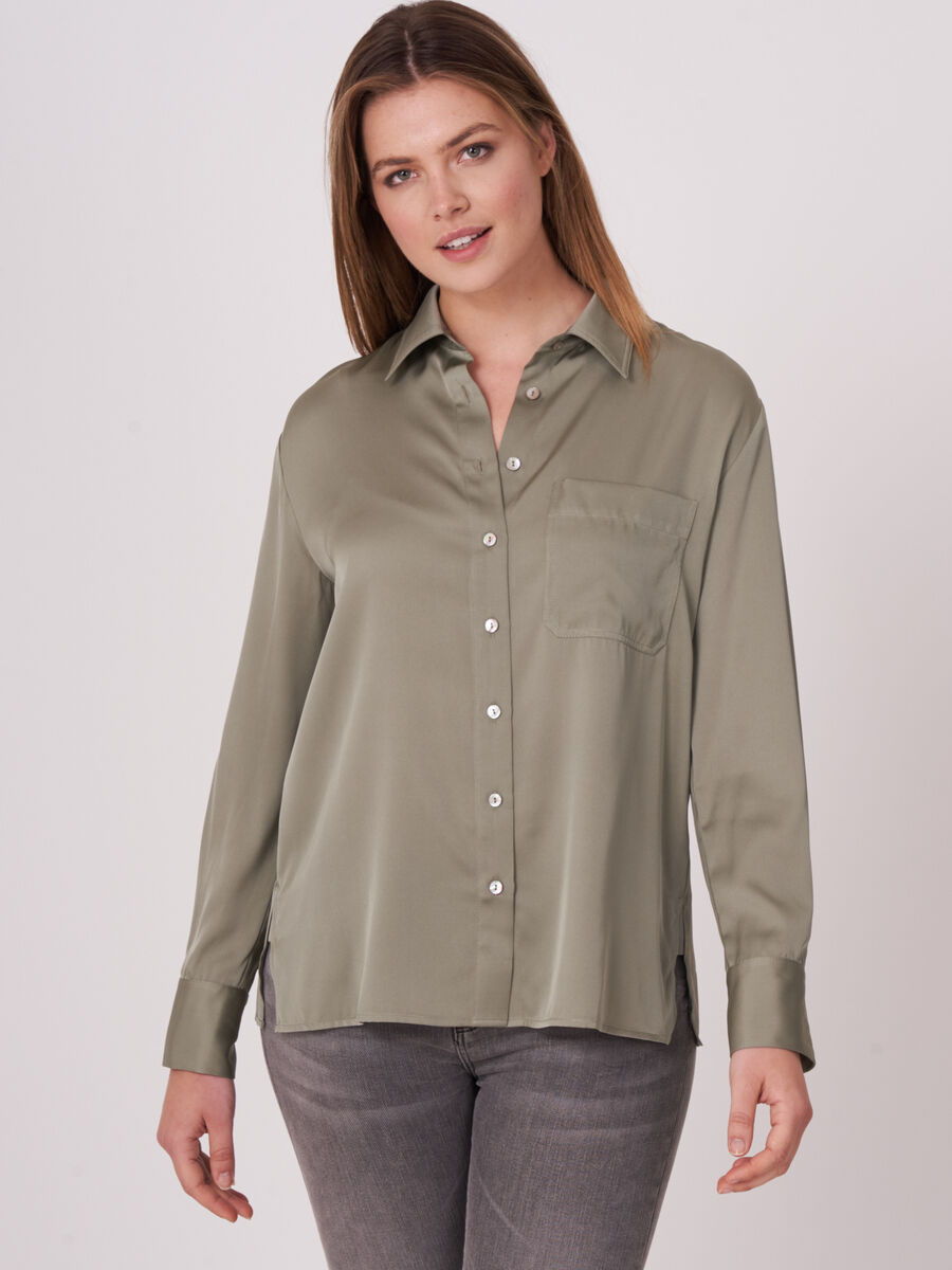 Silk shirt with side slits image number 65