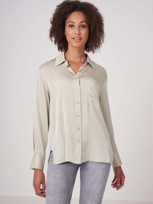 Silk shirt with side slits