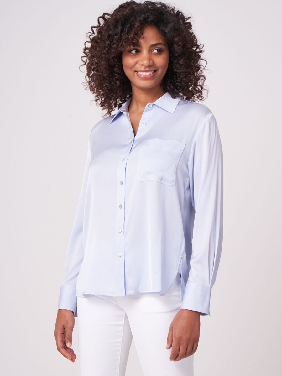 Silk shirt with side slits image number 77