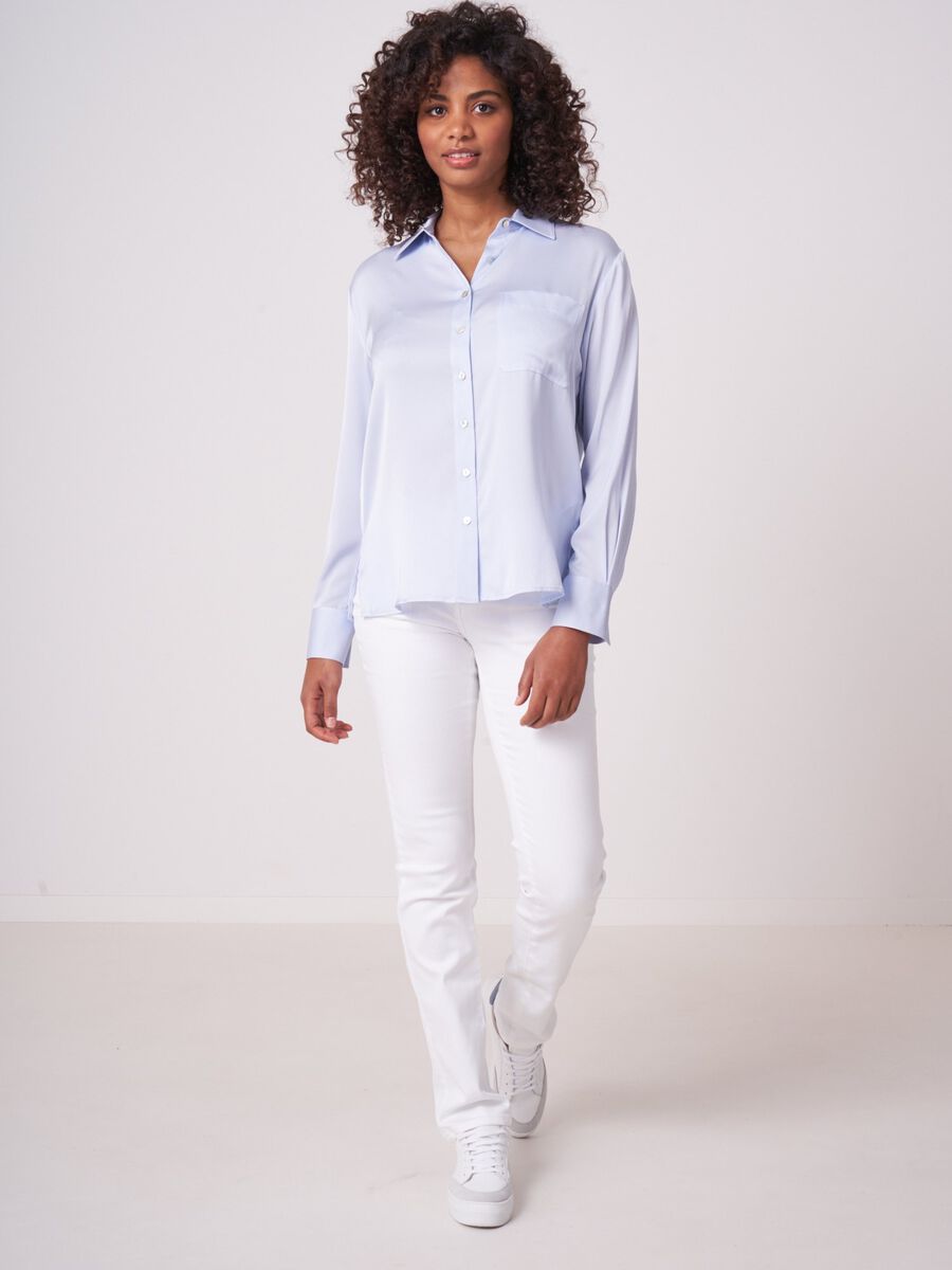 Silk shirt with side slits image number 80