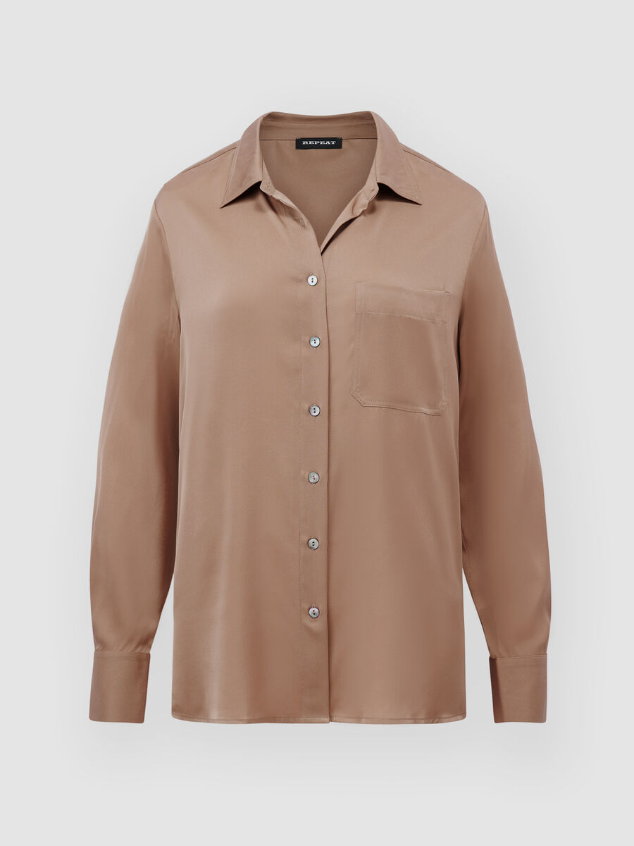 Silk shirt with side slits image number 94