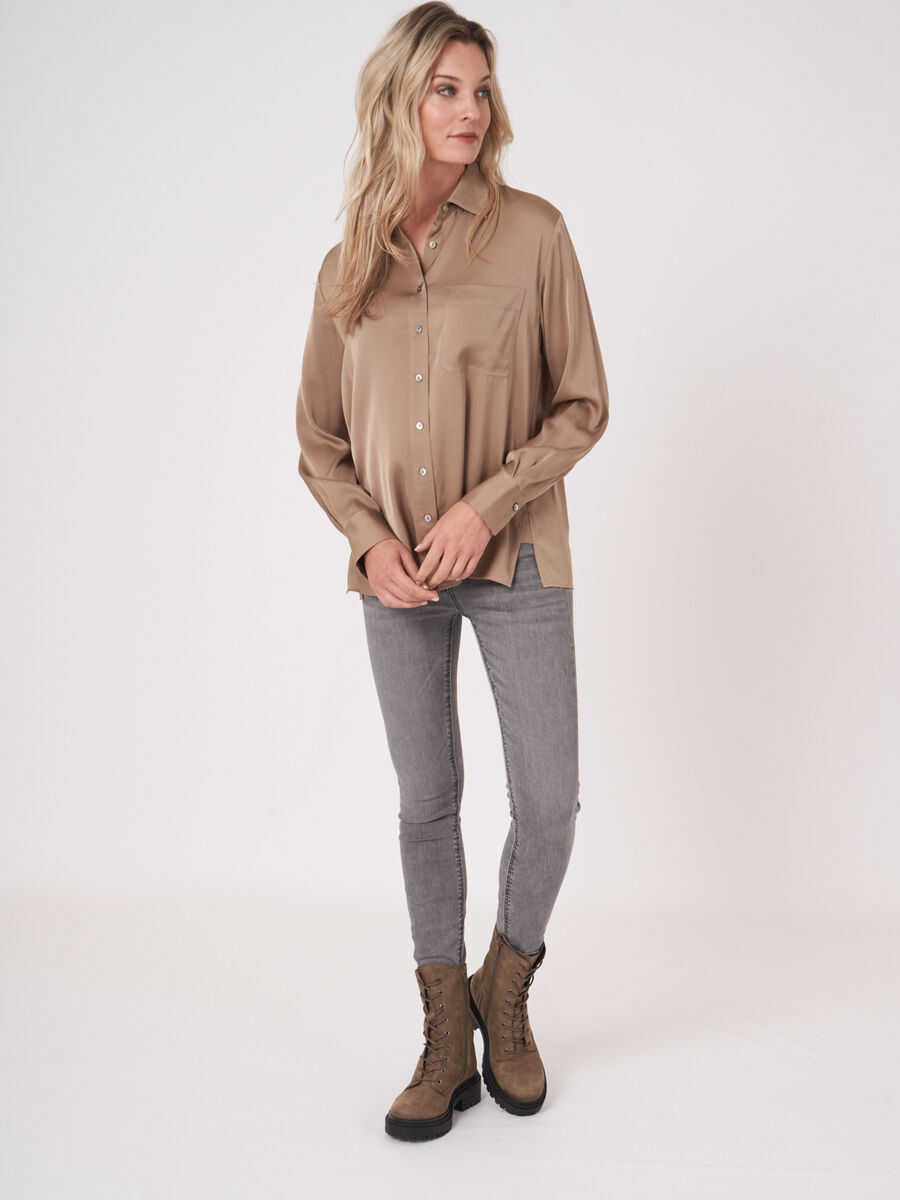 Silk shirt with side slits image number 99