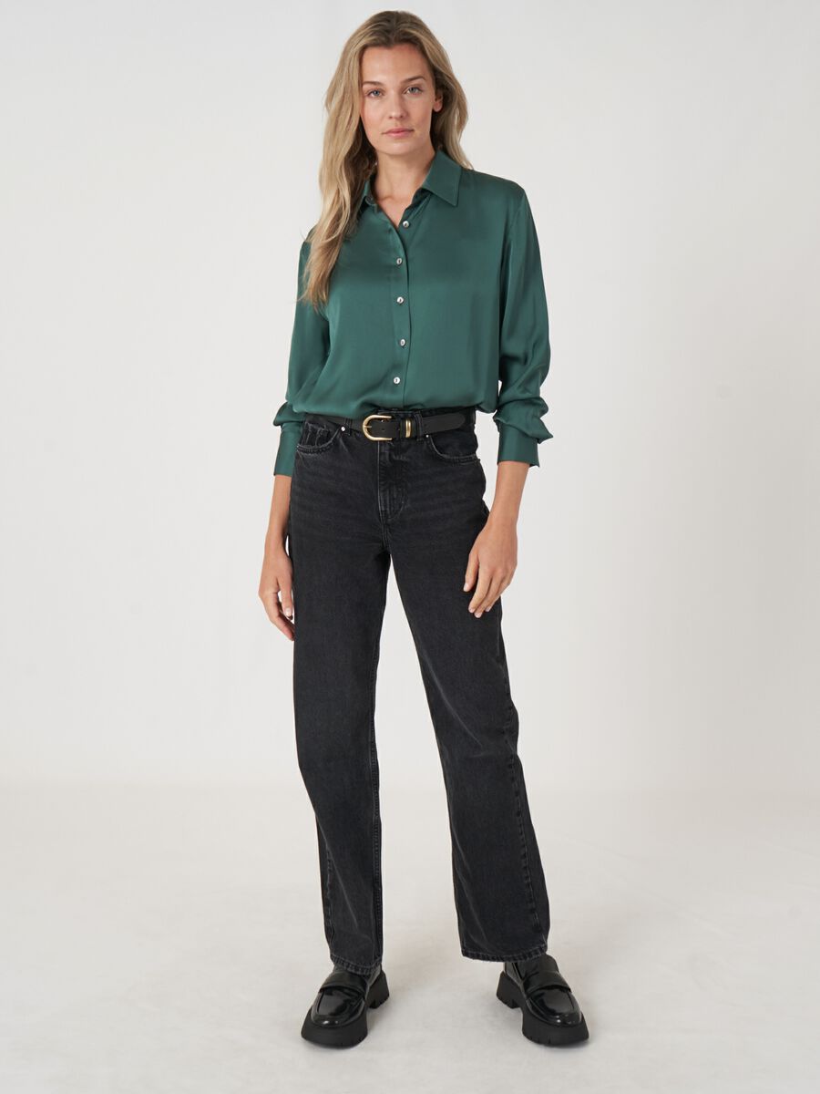 Silk shirt with side slits image number 55