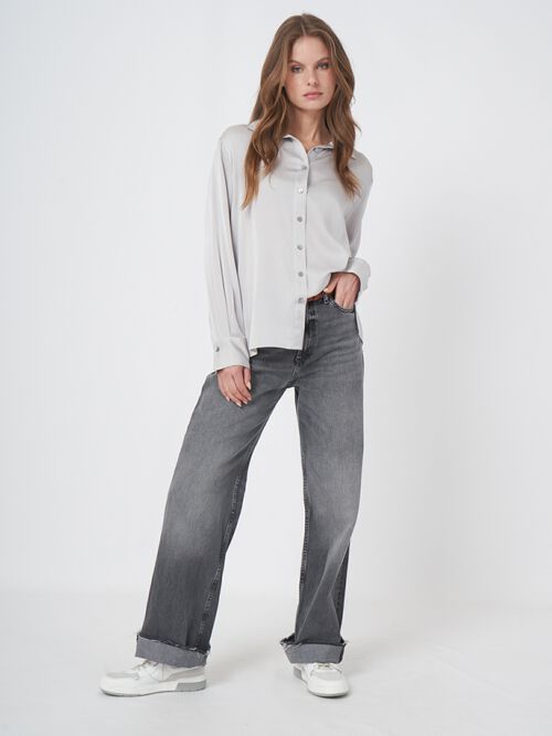 Silk shirt with side slits