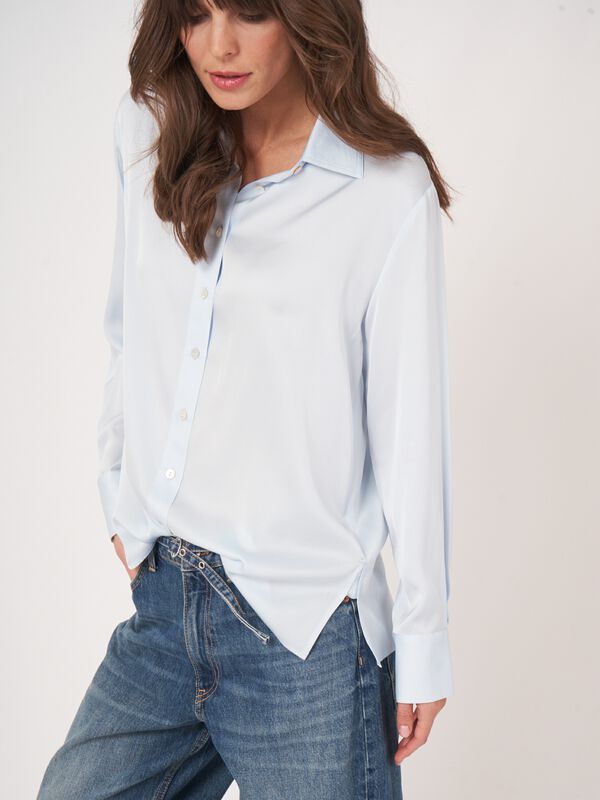 Chemise en soie femme — fentes côtés & élégance repeat image number 2